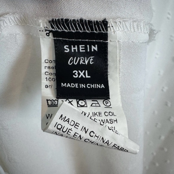 Shein Curve Womens 3X Swiss Dot Peasant Cottage Core Blouse White - Picture 6 of 7